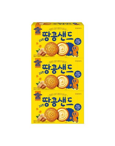 [보리보리] 크라운 국희 고소한 우도 땅콩샌드 대 279g 3개
