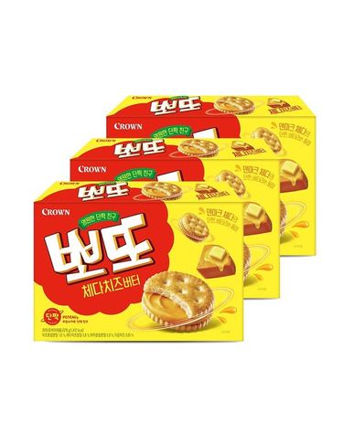 [보리보리] 크라운 뽀또 체다치즈버터 278g 3개