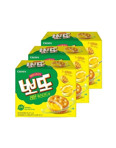 [보리보리] 크라운 뽀또 레몬커스타드 144g 3개