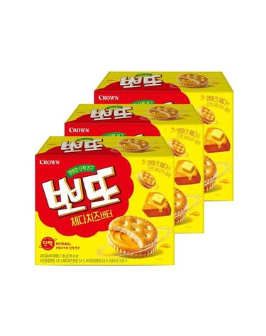 [보리보리] 크라운 뽀또 체다치즈버터 139g 3개