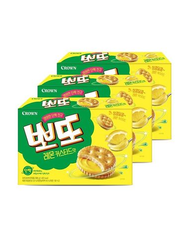 [보리보리] 크라운 뽀또 레몬커스타드 288g 3개