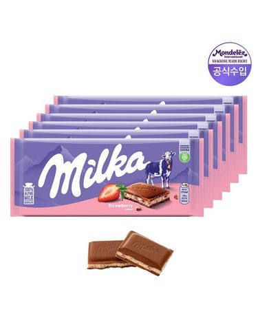 [보리보리] 밀카 타블렛 초콜릿 스트로베리 100g 6개