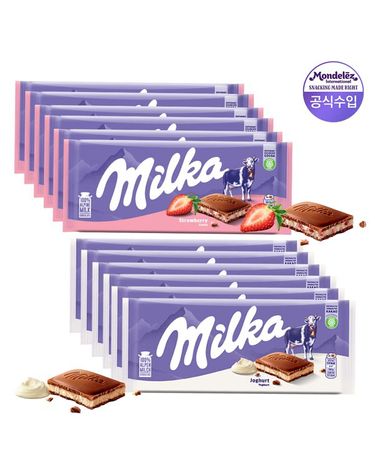 [보리보리] 밀카 타블렛 초콜릿 12개스트로베리, 요거트