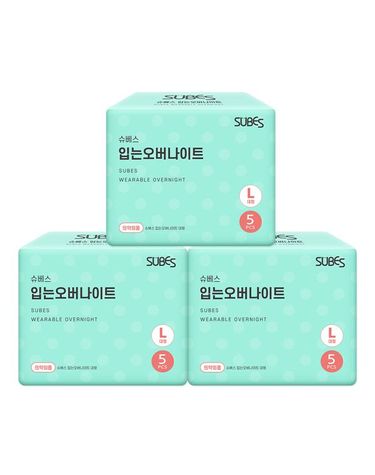 [보리보리]  입는 오버나이트 팬티형 생리대 대형 5P x3팩