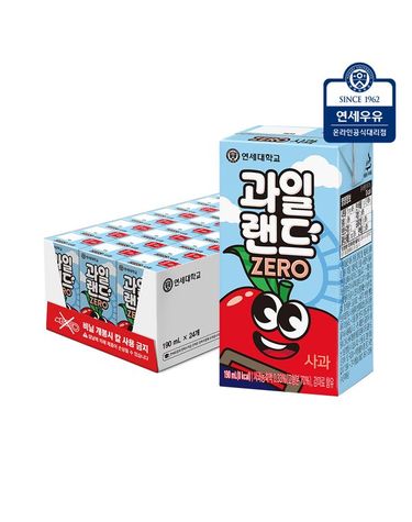 [보리보리] 연세유업 과일랜드 제로음료 사과 24팩