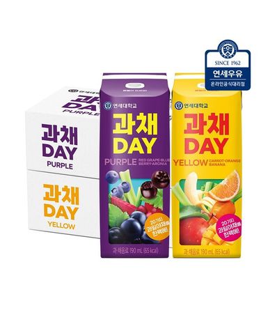 [보리보리] 연세유업 과채데이 과채음료 퍼플 24팩+옐로우 24팩총48팩