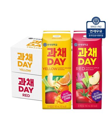 [보리보리] 연세유업 과채데이 과채음료 엘로우 24팩+레드 24팩총48팩