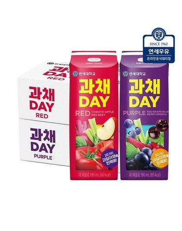 [보리보리] 연세유업 과채데이 과채음료 레드 24팩+퍼플 24팩총48팩