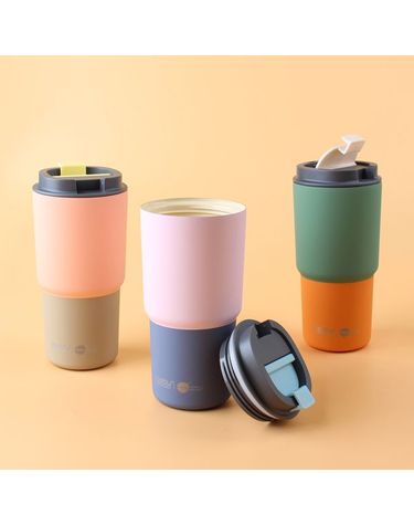 [보리보리]  세라믹코팅 이중진공 스텐 보온보냉 퓨라믹 픽미업 파스텔 650ml
