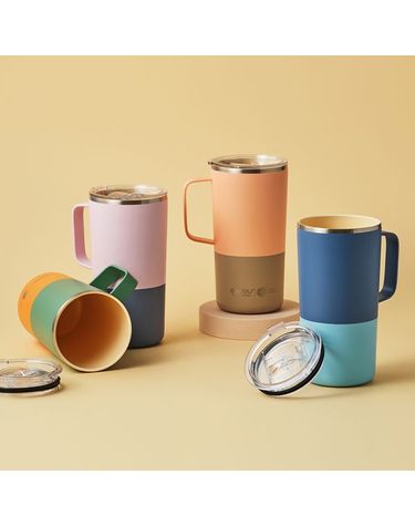 [보리보리]  세라믹코팅 스텐 보온보냉 퓨라믹 타워 머그컵 파스텔 600ml