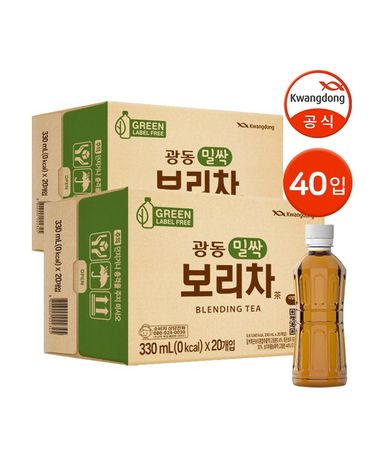 [보리보리] 광동 밀싹 보리차 무라벨 330ml 40입 / 곡물차 차음료 물대용음료 Z