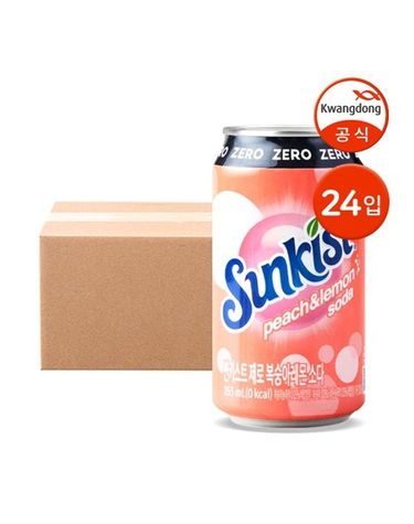 [보리보리] 썬키스트 제로 복숭아레몬 소다 355ml 24입