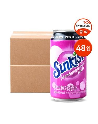 [보리보리] 썬키스트 제로 자두자몽 소다 355ml 48입