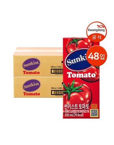 [보리보리] 썬키스트 토마토 주스 200ml 48팩 / 과채주스 팩주스