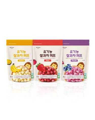 [보리보리]  쌀과자 퍼프 3종 혼합 세트 각 1팩씩