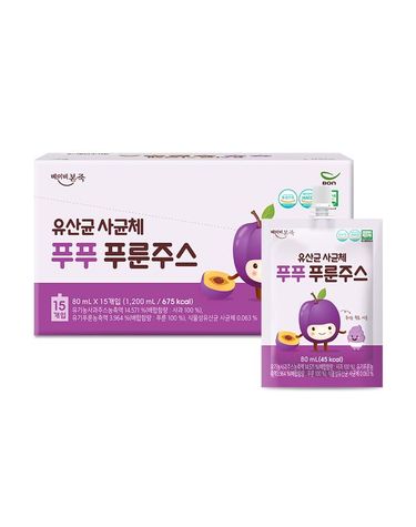 [보리보리]  유기농사균체 푸푸 푸룬주스 80ml 1박스15팩