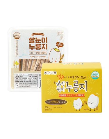 [보리보리] 바삭 현미 누룽지 33gx10개입 1팩 + 쌀눈이 현미 누룽지 33gx10개입 1팩