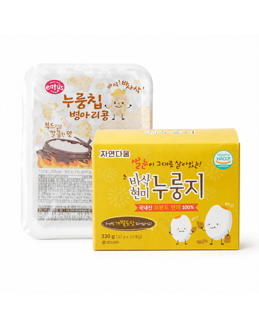 [보리보리] 바삭 현미 누룽지 330g 33gx10개 1팩 + 누룽칩 병아리콩 330g 33gx10개 1팩
