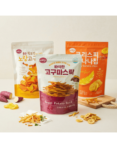 [보리보리] 바삭한 고구마스틱 300g+노랑 고구마칩 250g+바나나칩 250g 각 1팩