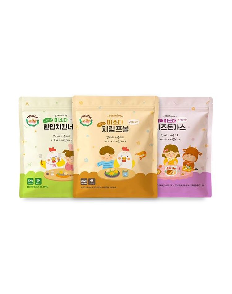 [미소다] [보리보리] 아기반찬 무항생제 한입치킨너겟 1개 + 치즈돈까스 1개 + 치림프볼 1개 FICFXX00006