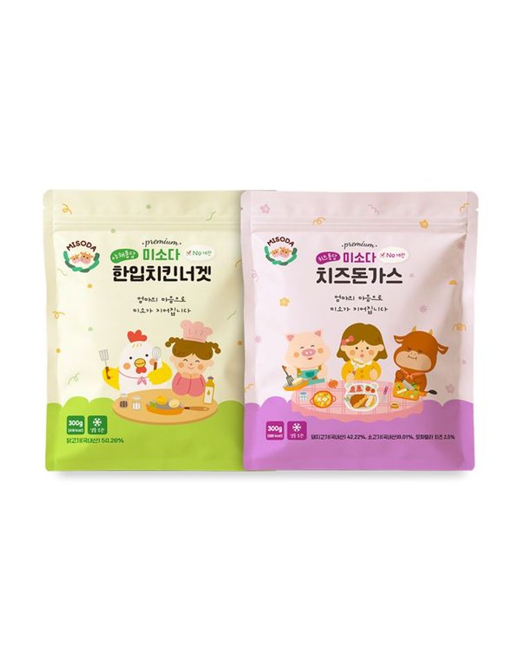 [미소다] [보리보리] 아기반찬 무항생제 한입치킨너겟 1개 + 치즈돈까스 1개 FICFXX00024