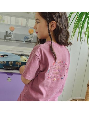 [보리보리] KIDS 캣스티치 피그먼트 반팔티 더스티핑크