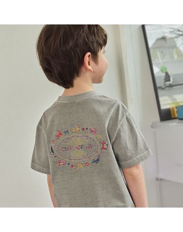 [보리보리] KIDS 캣스티치 피그먼트 반팔티 고스트그레이