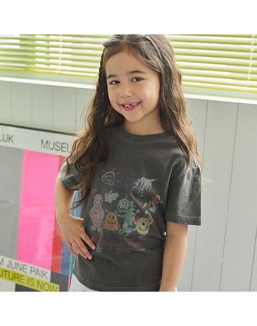 [보리보리] KIDS 해피 데이 피그먼트 반팔티 스모크블랙