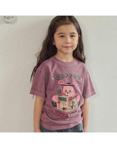 [보리보리] KIDS 캐럿 홉피 피그먼트 반팔티 더스티핑크