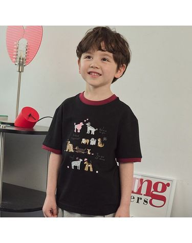 [보리보리] KIDS 코지 퍼피 링거 반팔티 블랙