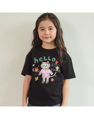 [보리보리] KIDS 헬로 플라워 반팔티 블랙