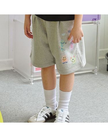 [보리보리] KIDS 와이드 해피 데이 스웨트쇼츠 그레이