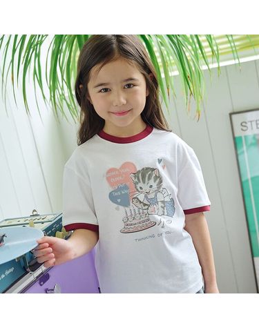 [보리보리] KIDS 스윗 키티 링거 반팔티 화이트