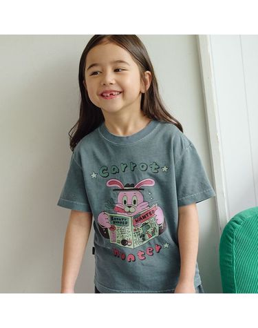 [보리보리] KIDS 캐럿 홉피 피그먼트 반팔티 바질그린