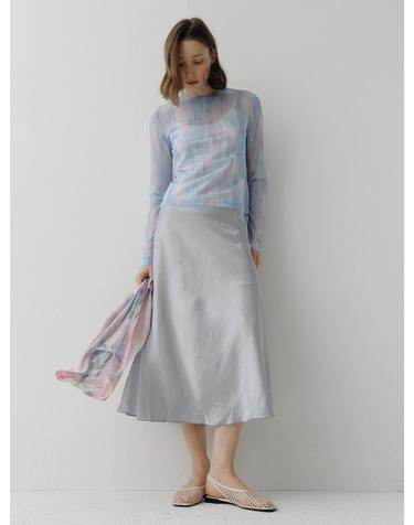 SILK FLARE SKIRT [BLUE]