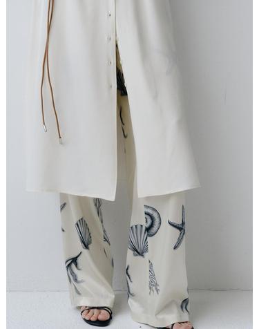 SILK BANDING WAIST REGULAR PANTS [SEASHELL]