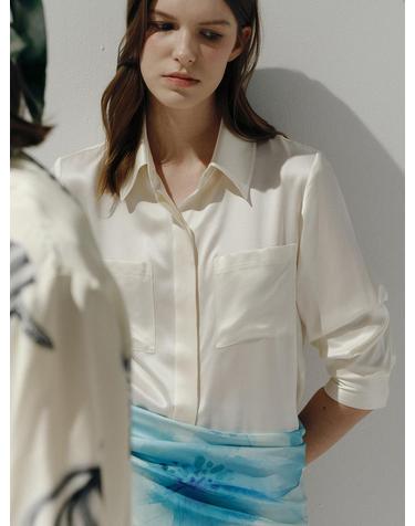 SILK LONGSLEEVE SOLID BLOUSE [IVORY]