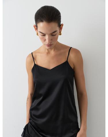 SILK LACE CAMISOLE [BLACK]