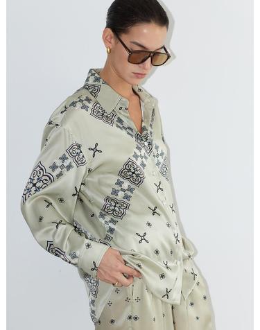 SILK SEMI OVERFIT BLOUSE[BEIGE]