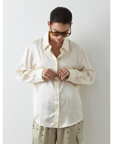 SILK SEMI OVERFIT BLOUSE[IVORY]