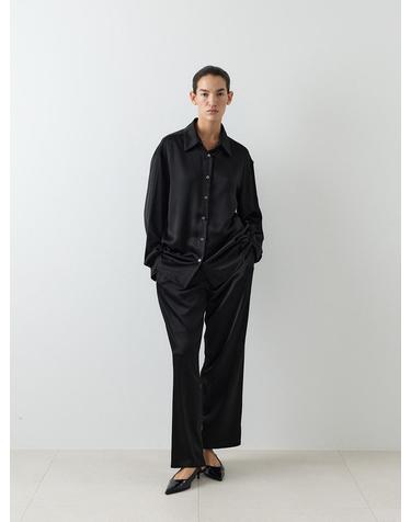 SILK OVERFIT BANDING PANTS [BLACK]