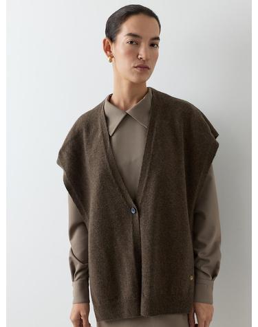 CASHMERE VEST CARDIGAN[BROWN]