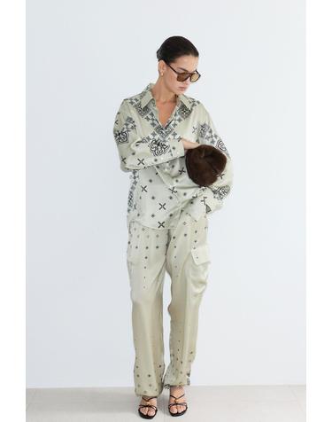 SILK JOGGER PANTS PRINT [BEIGE]