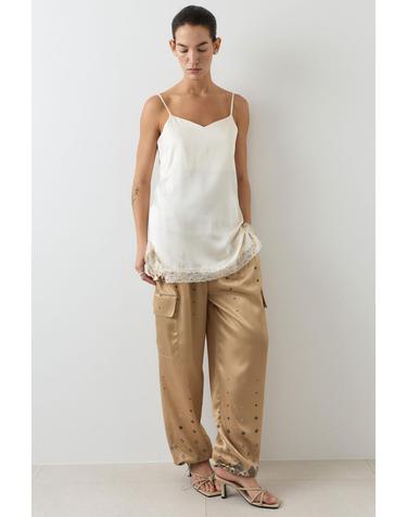 SILK JOGGER PANTS PRINT [CAMEL]
