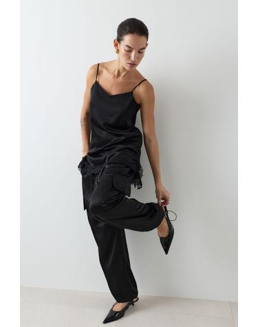 SILK JOGGER PANTS SOLID [BLACK]