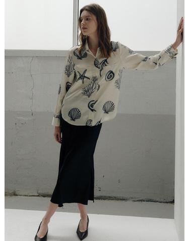 SILK FLARE SKIRT [BLACK]