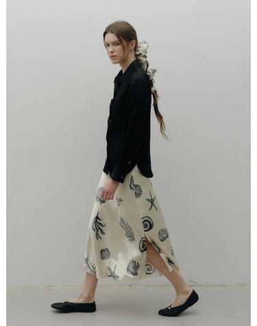 [3rd RE-ORDER] [NEW Color]  SILK FLARE SKIRT [SEASHELL]