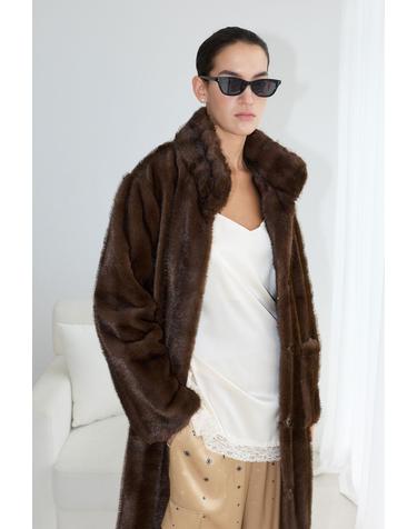 [Pre-order] ECO MINK FUR LONG COAT [BROWN]