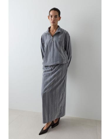 VELVET BANDING SKIRT [GRAY]