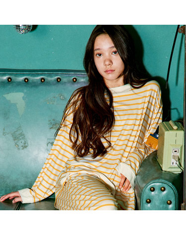 마밤 MSMV 아동 주니어 잠옷 피치기모 초등학생 내의 키즈 9부 실내복 디얼ST크림옐로우